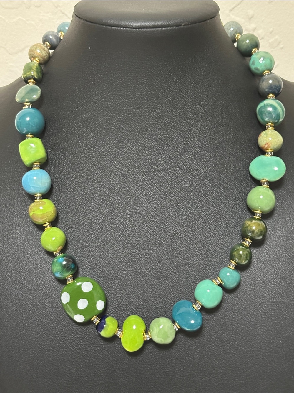Vintage Ceramic Bead Boho Necklace